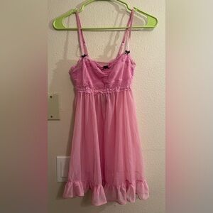 Y2K Vintage Betsey Johnson Pink Lace Chemise Babydoll